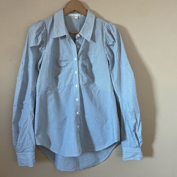 Veronica Beard - Canteen Candice  Stripe Puff Sleeve Blouse - Picture 5 of 15